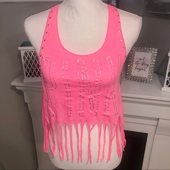 Victoria’s Secret Hot Pink Fringe Racerback Tank - Picture 1 of 4